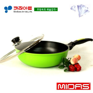 키친아트 마이다스(MIDAS) 다이아몬드코팅 궁중팬26CM(유리카바)